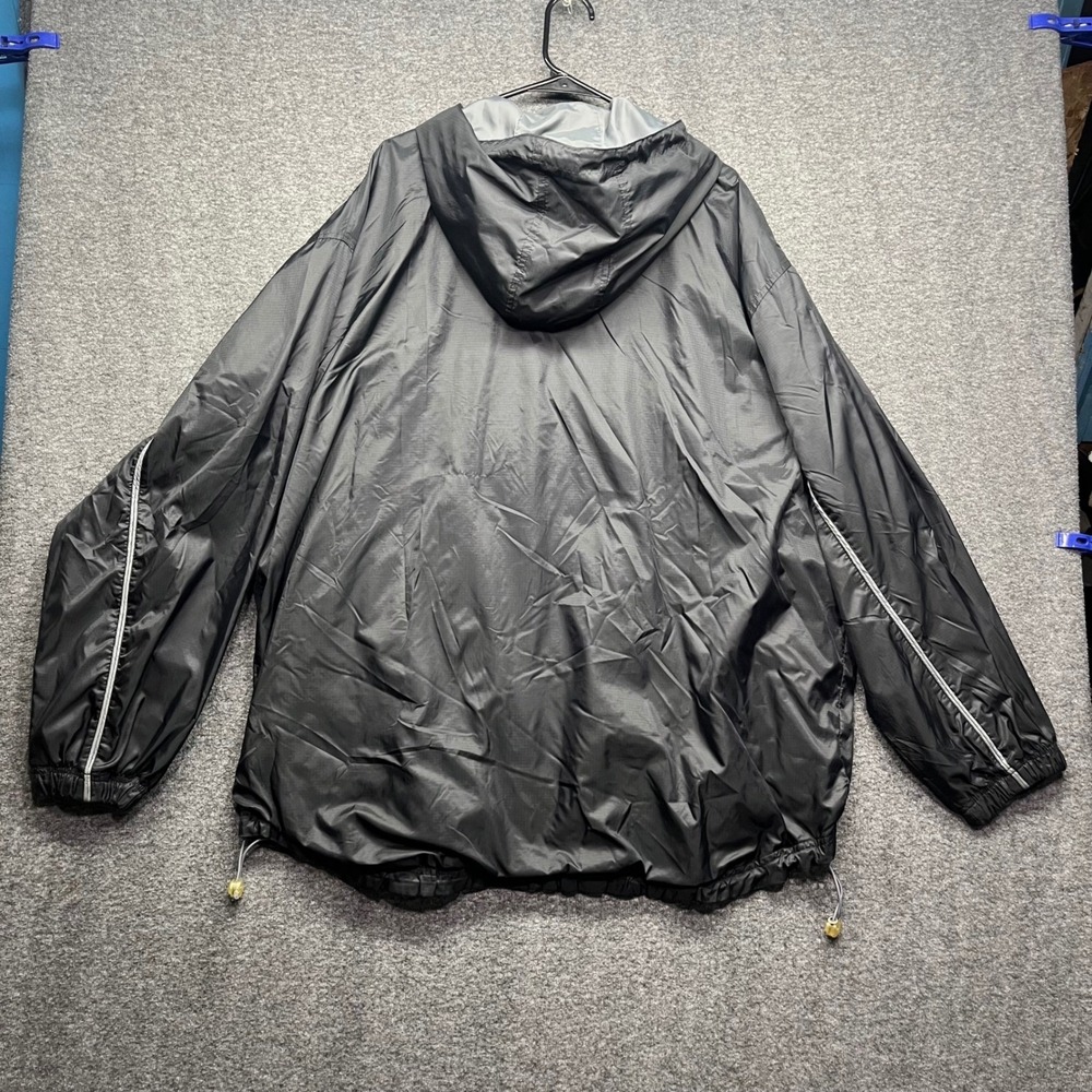 Foot Locker Jacket Mens XXL Black Windbreaker Ripstop Hooded Full Zip Reflective